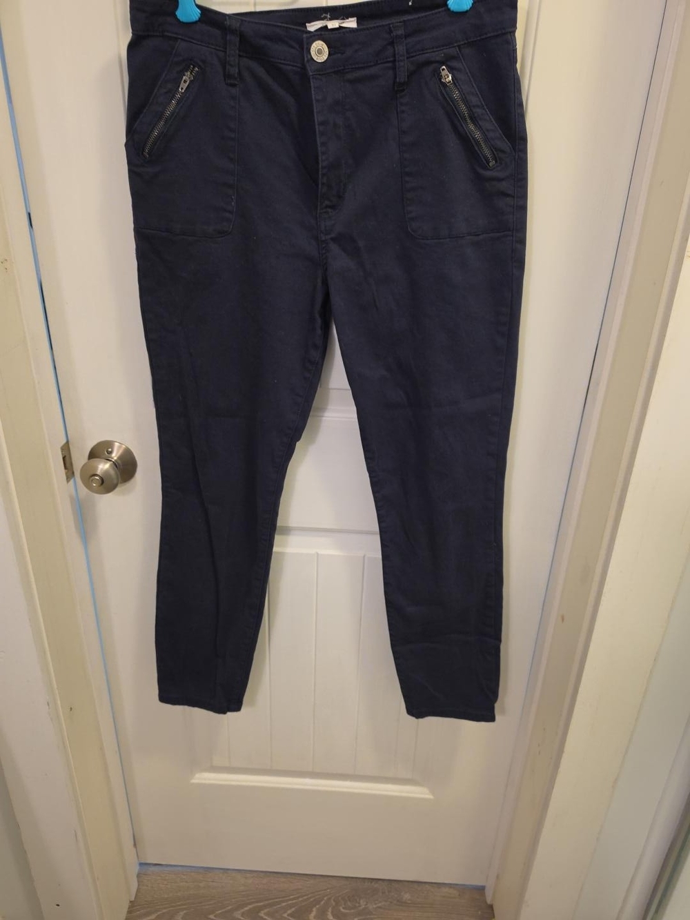 STS Blue Ellie High Rise Navy Zip Pocket Ankle Skinny Pants Size 31